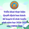 Triển khai thực hiện Quyết định ban hành Kế hoạch tổ chức tuyển sinh năm học 2026-2027 của UBND tỉnh